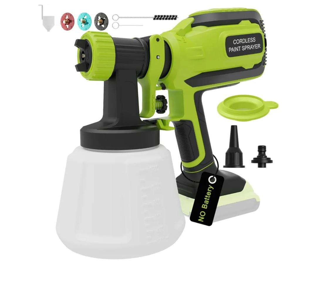 Cordless Paint Sprayer for Dewalt 20V Battery, Portable Wireless Spray Paint Gun with 1200ML Container, Easy to Clean,3 Patterns for Fence House Wood Ceiling etc. DL05 Green (Battery Not Included)