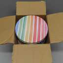 Yopay 3 Pack Cookie Tins, Round Baking Cake Gift Tins for Storing Patisseries, Puff Pastries Craft Supplies, Easter, Special Occasion and Holidays, Rainbow Pattern, 7" W X 3.2" H, Metal