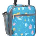 FlowFly Kids Lunch box Insulated Soft Bag Mini Cooler Back to School Thermal Meal Tote Kit for Girls, Boys, Mermaid
