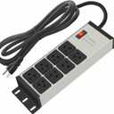 CCCEI Grey Heavy Duty Power Strip Surge Protector 20 AMP, 8 Outlets 12 Gauge Industrial Shop Garage Metal Multiple Outlets, 4 FT Extension Cord 5-15P Adapter High Amp 6-20R T-Slot 20a for Appliance