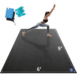 MRO Extra Large Yoga Mat, 12'x6'/9'x6'/7'x5'/6'x4' (9MM) Extra Wide and Thick Exercise Mats for Home Gym Workout, Non-Slip, Soft for Women and Men Fitness, Ideal for Barefoot Yoga, Pilates, stretching