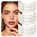 5 x Pride Rainbow Glitter Freckles Face Tattoo Sparkle Heart Freckles Makeup Patches Temporary Tattoos Stickers Cute Rainbow Body Sweetheart Outfit Accessories for Women Festival Parade Rave(pride9)