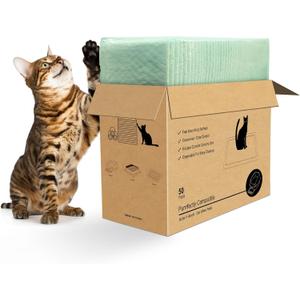 50 Count Cat Pads Compatible with Tidy Cats Breeze Litter System, 16.9" X 11.4", Cat Pad Refills Super Absorbent Quick-Dry Pee Pads for Cats, Unscented