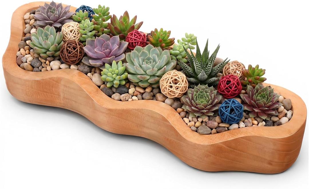 Nuogo 19 Inch Wooden Wavy Edge Dough Bowl Supplies, Khaki