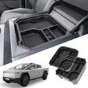Center Console Organizer Compatible with Tesla Cybertruck 2024 2025 Double Layer Armrest Storage Box Middle Console Tray Interior Accessories