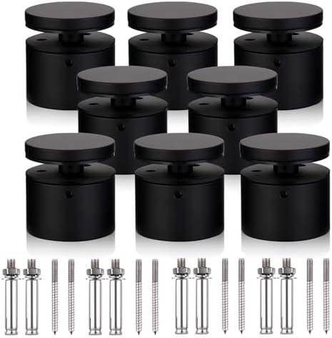 3TO Glass Railing Standoff - 8 Pack Marine Grade SS316 Innovative Standoffs for Balcony Stair Railing Matte Black Modern Design Clamp Comes with Mounting Wrench