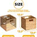 SpaceAid 4 Pack Wicker Basket, Storage Baskets for Organizing, Woven Rattan Basket with Handles for Shelves, Water Hyacinth Large Cube Organizer Storage Bin, 10.5x10.5x10.5 inch, Natural