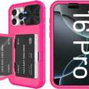 Tieuwant for iPhone 16 Pro Case Wallet, Built-in Mirror, Card Holder, Slide Camera Cover, Kickstand, Ultra Thin & Comfortable, Rugged Heavy Duty Girls Women Protective iPhone Case, Rosepink