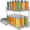 LYNK PROFESSIONAL Pull Out Spice Rack Organizer for Inside Kitchen Cabinets - 6-3/8 inch Wide - Slide Out Drawer  Chrome Sliding Spice Cabinet Organization Shelf Racks - 2 Tier