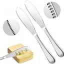 2 Pcs Butter Knife with Holes, 3 in 1 Stainless Steel Spreader Knife, Cold Butter Spreader for Cheese, Peanut