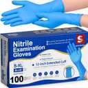 Schneider Nitrile Exam Gloves, Extended 12 Inches Cuff, Medium, 4 mil, 100-ct Box, Gloves Disposable Latex Free, Powder Free for Medical, Food Prep, Cleaning, Cooking, Blue (Blue, M)