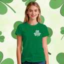 St Patricks Day Shirts for Women Lucky Irish Shamrock Shirt St Pattys Day Short Sleeve (X-Large, Green5)