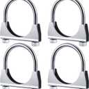4 Pcs 3" Exhaust Clamp Heavy Duty U-bolt Exhaust Clamp - Saddle Design Muffler Pipe Connector, Tip Hook Clip, Galvanized Iron, Fits 3" Od Pipes