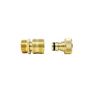 SHOWNEW Garden Hose Quick Connectors, Solid Brass 3/4 inch GHT Thread Easy Connect Fittings No-Leak Water Hose Male Female Value Pack (4)