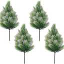 ATFL 4 Pack Artificial Norfolk Pine Trees with Ground Spike, 14''Small Fake Pine Tree Decor, Artificial Outdoor Shrubs for Garden Yard Front Door Porch Patio Planter Decor (4, 14 inches)