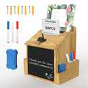 Suggestion Box with Acrylic Sign Holder, Locking Donation Box for Office Feedback,Donation, Ballot & Fundraising, Wooden Comment Box for Office, Events, Countertop or Wall Mount