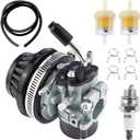 2-Stroke Carburetor Kit w/Air Filter & Gaskets - Universal Fit for 49-100cc Gas Engines (49/50/66/80/100cc) Motorized Bicycles, Mopeds, Scooters