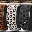 3 Pack Leopard Engraved Bands Compatible with Apple Watch Band 41mm 40mm 38mm 42mm 44mm 45mm 46mm 49mm Women, Soft Silicone Cheetah Embossed Sport Strap for iWatch Series 10 9 8 7 6 5 4 3 2 1 Ultra (DGrey & Black,Brow&Black,Starlight&Black)