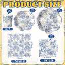 Newtay 250 Pcs Blue Floral Disposable Plates and Napkins Blue Gold Disposable Tableware Set for 50 Guests Paper Plates Napkins Cups for Wedding Bridal Shower Supplies