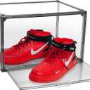 Shoe Storage Boxes Size 14, Acrylic Shoe Box Sneaker Display Case Plastic Stackable Shoes Boots Organizer with Magnetic Lid, 1 Pack, Black