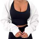 Zwurew Women's Bolero Shrug Long Sleeve Cropped Sweatshirt with Thumb Hole Workout Shrugs Open Front Y2K Tops 2026 White, M