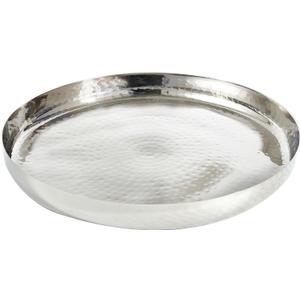 Elegance Hammered Stainless Steel Round Tray, Silver, 13"