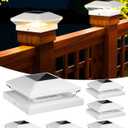 T-SUN Solar Post Cap Lights Outdoor 6 Pack, 2 Modes LED Fence Post Solar Lights Fit for 4x4 5x5 6x6 Vinyl/Wooden Posts, Waterproof Deck Post Lights Solar Powered for Garden Patio Gate Porch (White-Warm & Cool White)