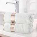 Bath Towels - 2PC 500GSM 100% Cotton Towel Set - 35x70in Extra Large Quick Drying Bath Towels - Absorbent Bath Sheets for Bathroom by Lavish Home (White/ Beige)