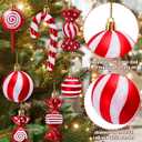 28 Pcs Candy Cane Ornaments for Christmas Tree Decoraions,Candy Cane Christmas Decorations,Plastic Peppermint Ornaments for Tree Party Hanging Decor Holiday Red and White Decoration (Red)