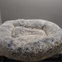 Best Friends by Sheri Original Calming Donut Dog and Cat Bed, Shag Faux Fur, Denim Blue, XL (45in x 45in) - Anxiety Relief for Pets Up to 150 lbs