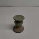 Creative Co-Op 2-Tone Sculptural Terracotta Pillar Candle Holder, Distressed Green (4.5" W x 5.25" H)