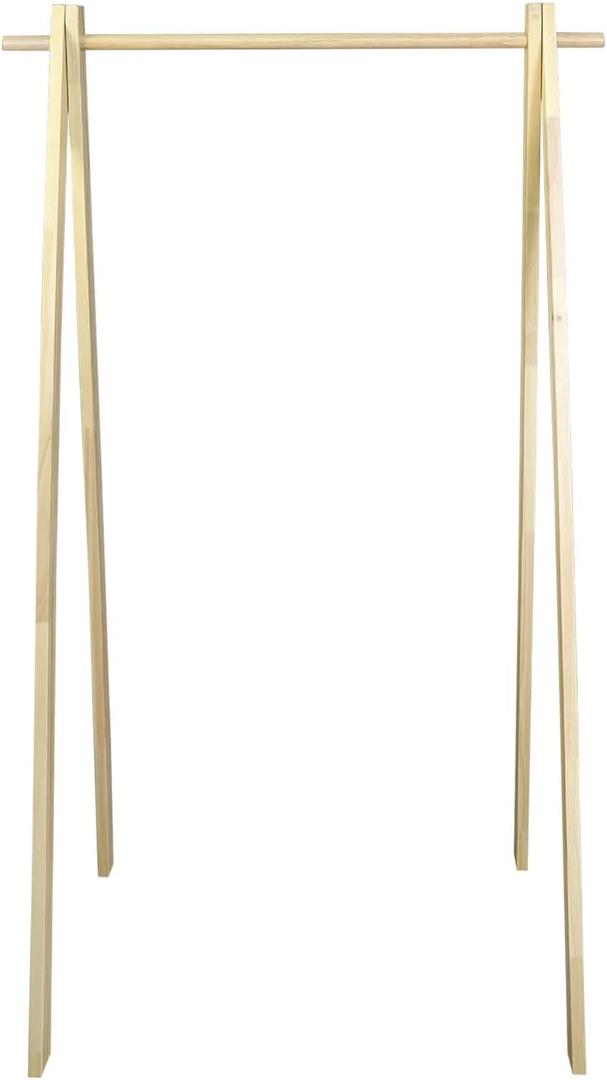 Solid Wood No Tool Assembly Collapsible Aesthetic Clothing Garment Rack