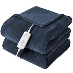 2025 Flannel Heatting Blanket, 50"x60" Soft Electric Blanket with 8 Heating Levels & 10H Timing Auto Shutdown, Quick Heating in 3 Minutes, Overheating Protection, Machine Washable, Gray