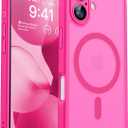 CANSHN Magnetic for iPhone 17 Case, Upgraded [Full Camera Protection] [Compatible with Magsafe] [Translucent Matte] Shockproof Protective Phone Case for iPhone 17 - Hot Pink (Iphone 17 (6.3 Inch,2 Lens))