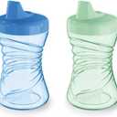 NUK Fun Grips Hard Spout Sippy Cup, 10 oz. | Easy to Hold, BPA Free, Spill Proof Toddler Cup, 2pack, Blue and Green