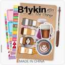 B1ykin Notebook Sticky Notes Stationery Set, 6Pcs Hardcover Ruled Journal Notebook with Planner Stickers, Neutral Pen Bookmarks Clips Birthday Gift for Office School Students (Coffee)