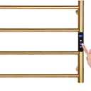 4 Bars Gold Towel Warmer Rack, Wall Mounted Heated Towel Rack with Timer & Temperature Control, Electric Towel Warmers for Bathroom (4 Bars Brushed Gold D, Hardwired)