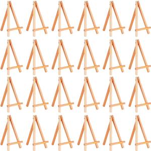 Eboot 24 Pack 6.25 Inch Mini Wood Display Easel Small Easels Wood Artist Tabletop Canvas Stand for Painting Arts Crafts Easels for Painting Arts Crafts Display Card Photo