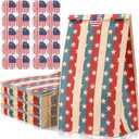 Kolldenn 60 Sets Patriotic Kraft Treat Bags with Stickers American Flag Stars Stripe Army Military Snack Goodie Gift Wrapping Bag for 4th of July Independence Veteran Day Memorial Party Favor