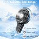 6000mAh Portable Handheld Misting Fan as Backup Power, 50ml XL Water Tank, 20H Runtime 3 Speeds, 180 Foldable Rechargeable Mist Fan for Travel, Outdoors, Makeup - Black