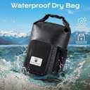 5L Waterproof Dry Bag with Bottle Holder & Mesh Pocket, 500D PVC Tarpaulin Roll Top Dry Sack with Inner Waterproof Adsorption Film, Lightweight Dry Bag for Kayaking, Beach, Boating, Fishing, Travel