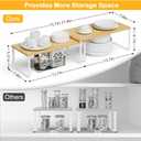 OGEMXU Cabinet Shelf Organizers, 15.7 inches Large Kitchen Counter Shelf, Set of 4 Wood Kitchen Pantry Organizer, Storage Shelves for Countertop, Spice Rack, Stackable, Expandable, Metal White, Nature
