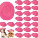 Xtinmee 24 Pcs Mini Cowboy Hats for Party Plastic Little Cowboy Hats for Crafts Doll Shooters Party (Pink)