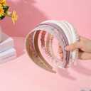 7 Pack Headbands for Women Girls, Comfortable Non Slip Cute Pearl Headband, Vintage Wide Headbands for Women, Trendy Floral Padded Hair Accessories for Daily Style(White & Pink)