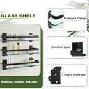 AIJALY 3 Pack Bathroom Glass Shelf,Aluminum Tempered Glass 0.3in Extra Thick Rectangular 1 Tier Storage Organizer Wall Mount,Black 15.7in
