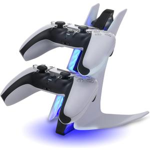 PS5 Controller Charger, PlayStation 5 Controller Charging Station with LED Light and Charger Cable