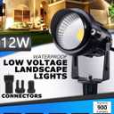 SUNVIE 12W Low Voltage Landscape Lighting LED Landscape Lights 3000K Waterproof Garden Pathway Lights 12V Outdoor Spotlights with Spike Stand, 2 Pack with Connectors