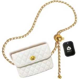 Leather Chain Belt Bag for Women White Crossbody Waist Purse Fanny Pack Fashion Evening Clutch Handbag Detachable