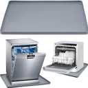 Dishwashers Drip Pan, Prevent Water Leakage and Protect Countertop & Floor, 23.6''x23.6'' Dishwasher Mat, Non-Slip & Leak-Proof Silicone Mat with 0.6'' Raised Edge, for Under Most Portable Dishwasher (Grey)