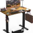 Adjustable Height Standing Desk,35 x 20 Inches Small Electric Sit Stand Up Mini Desk Rising Desk for Home Office or Kids, Computer Desk with Cable Management (Rustic Brown)